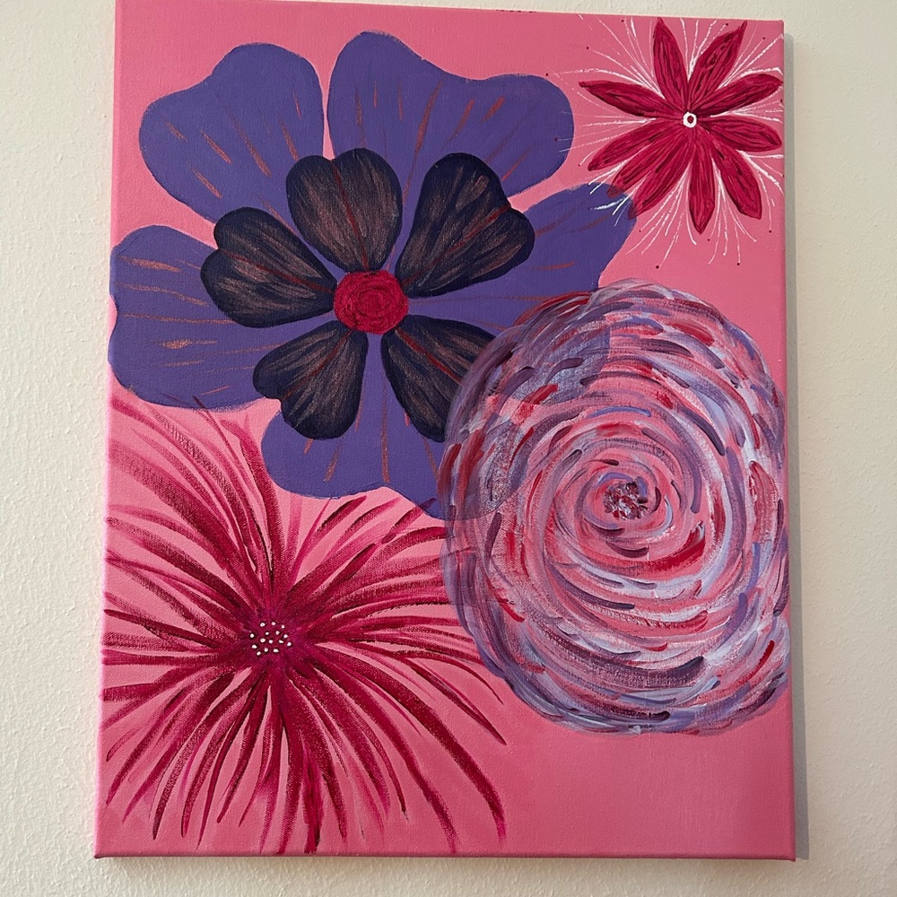 Floral Canvas Art in Pink and Purple